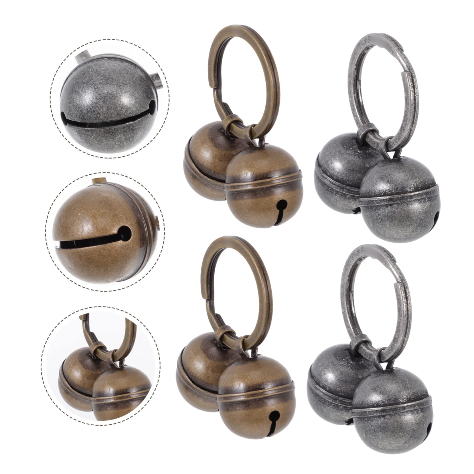 Balacoo 4-Pack Pet Bells for Collars - Dog & Cat Training, Loud Copper Hanging Bells for Puppies - Christmas Decor & Keychain Accessories