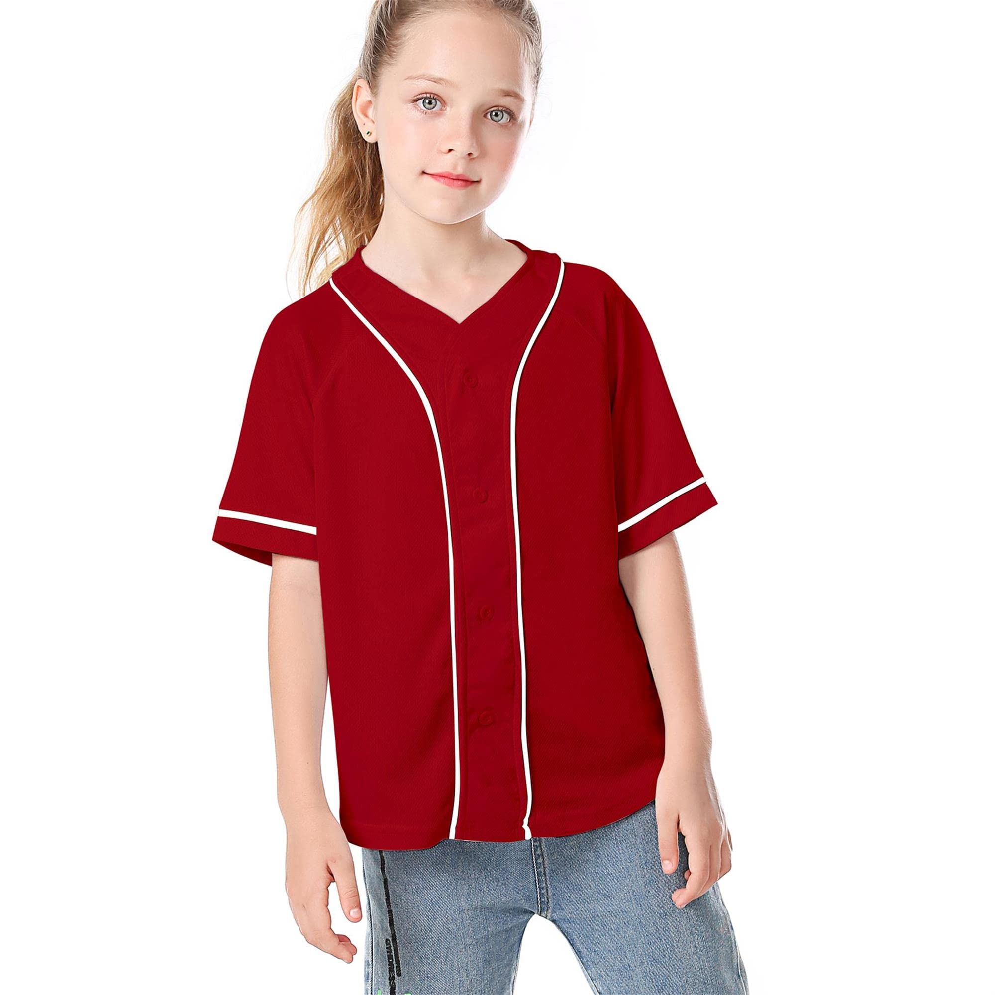 **Boys Girls Baseball Jersey Button T-Shirt - Trendy Hip Hop Short Sleeve Tee for Kids - Black & White Baseball Shirt for Sports, Casual Wear & Street Style**
