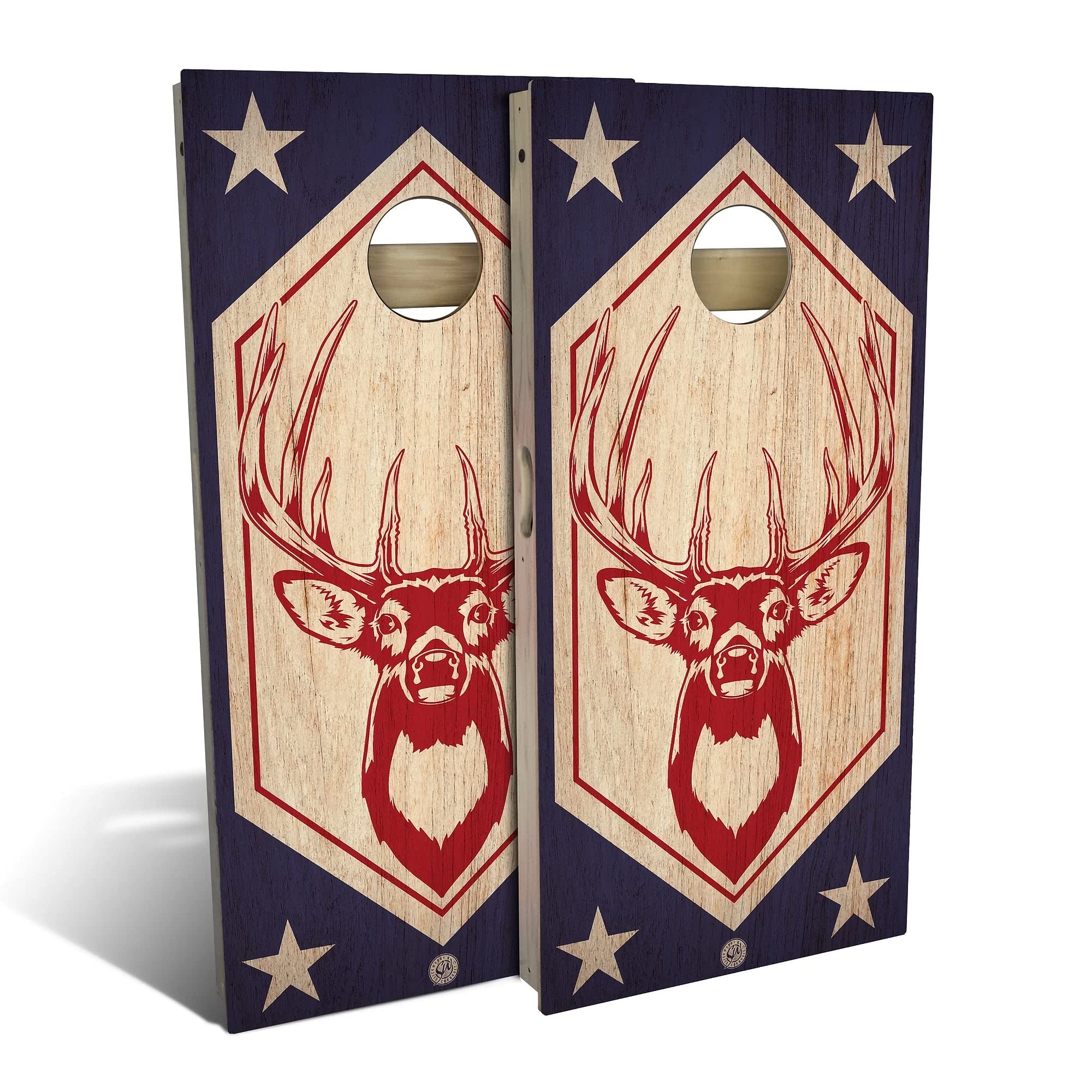 Premium Red White Buck Cornhole Boards Set - 2 Boards & 8 Bags - Customizable Options - Perfect for Backyard Parties, Tailgating, and Outdoor Games