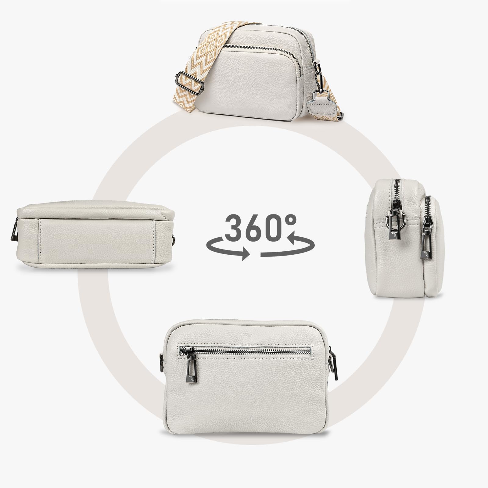 DXIOKO Genuine Leather Crossbody Bags for Women - Adjustable Wide Strap Small Handbag & Shoulder Purse - Stylish Camera Bag for Everyday Use, Travel & Work