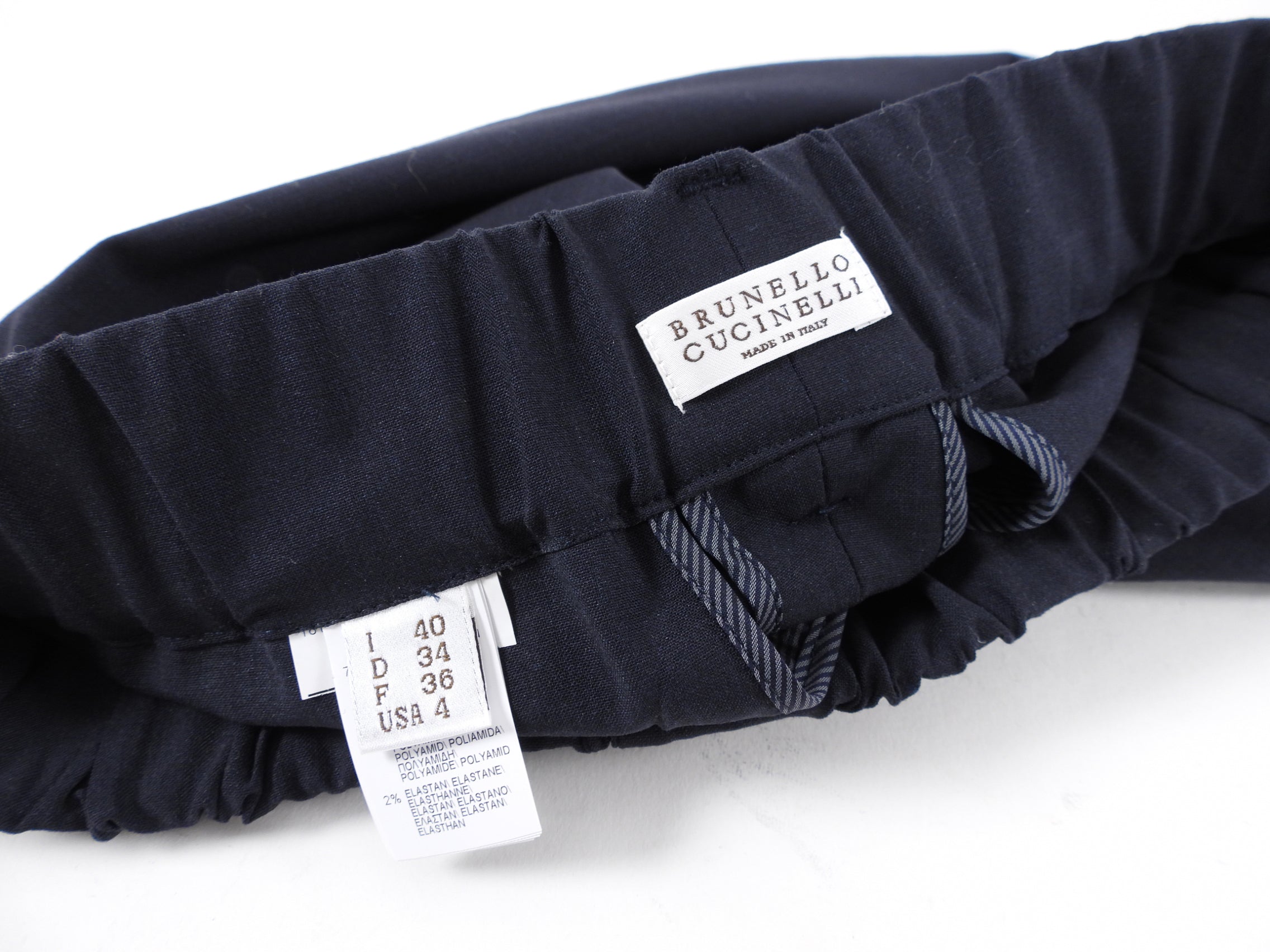 Brunello Cucinelli Midnight Blue Wool Blend Monili Trouser for Women - Size 4 (US) - Premium Tailored Dress Pants for Office, Business Meetings & Formal Events