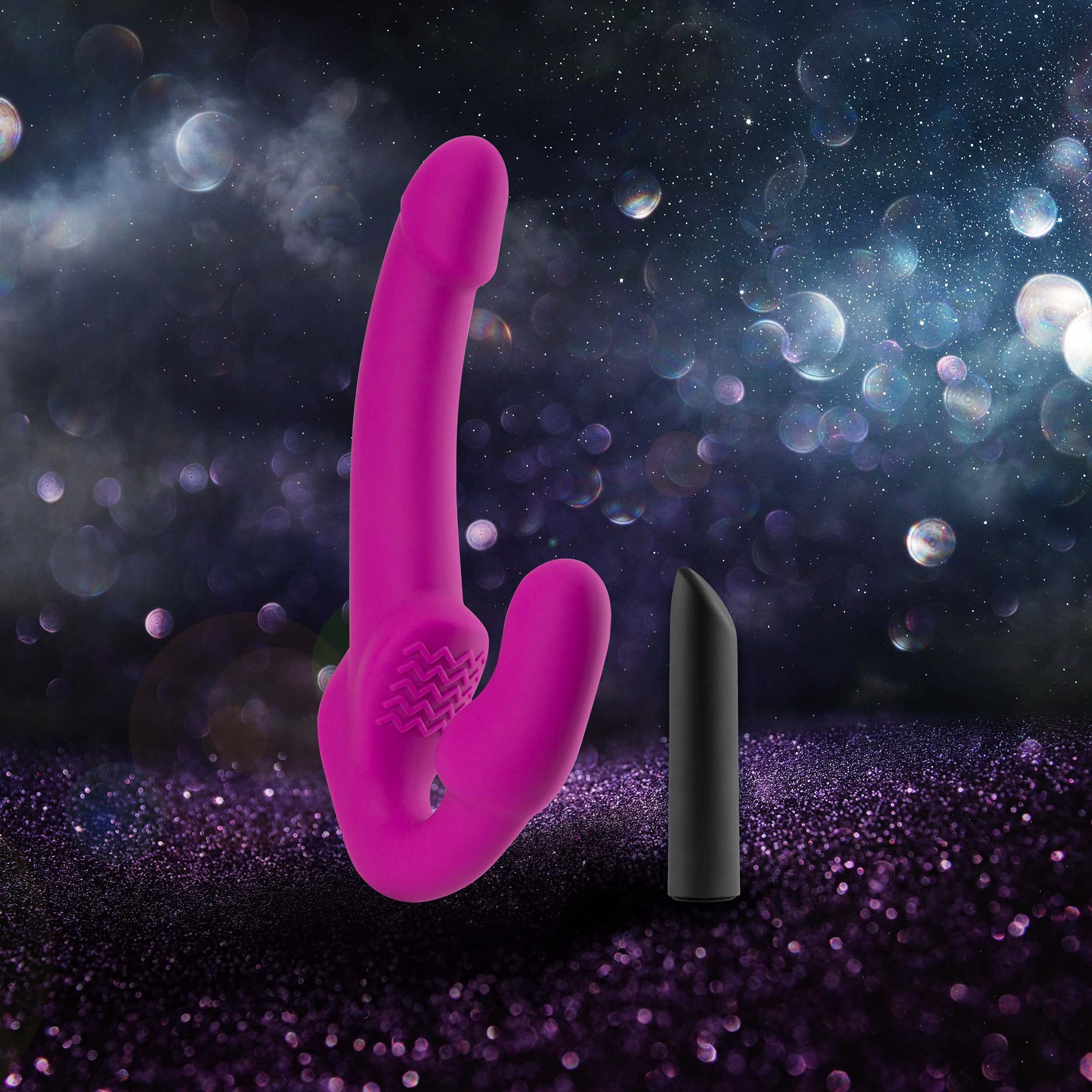 Blush Novelties Temptasia Estella Strapless Silicone Dildo with 10 Powerful Waterproof Vibration Modes - Adult Sex Toy for Women Couples - Perfect for Solo Play, Couples Intimacy & Sensual Exploration (Pink)