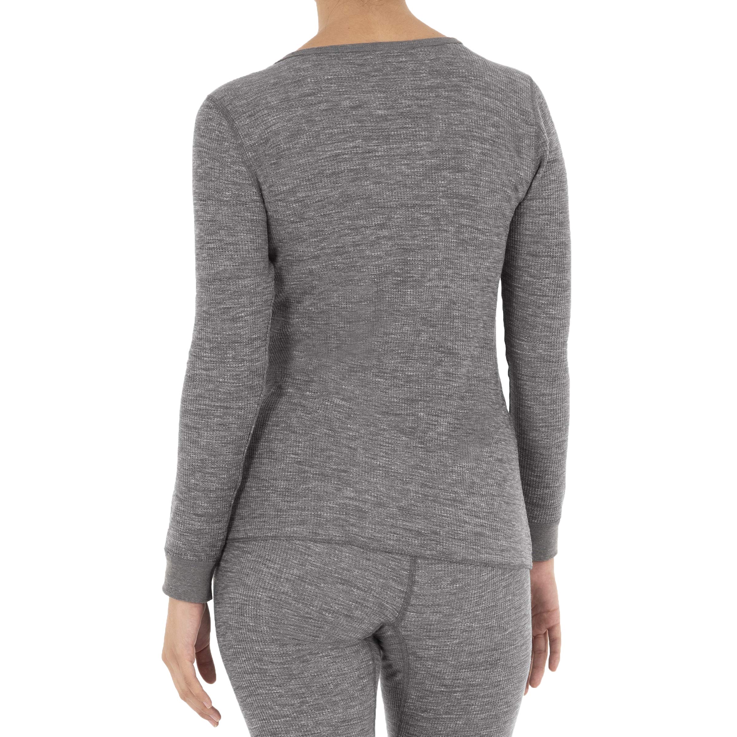 Fruit of the Loom Women's Micro Waffle Thermal V-Neck Long Sleeve Shirt - Soft Winter Warm Layering Top for Work, Hiking & Casual Outfits
