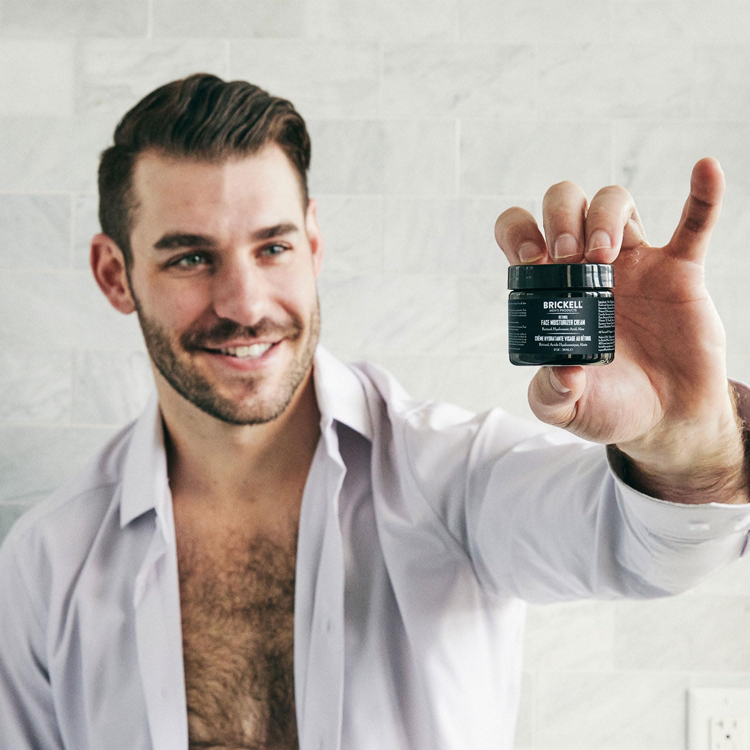 Brickell Men's Retinol Face Moisturizer Cream - Natural & Organic Anti-Wrinkle Night Cream with Retinol & Hyaluronic Acid for Fine Lines & Even Skin Tone - Fragrance-Free 2oz - Perfect for Nighttime Skincare Routine & Men's Grooming Essentials