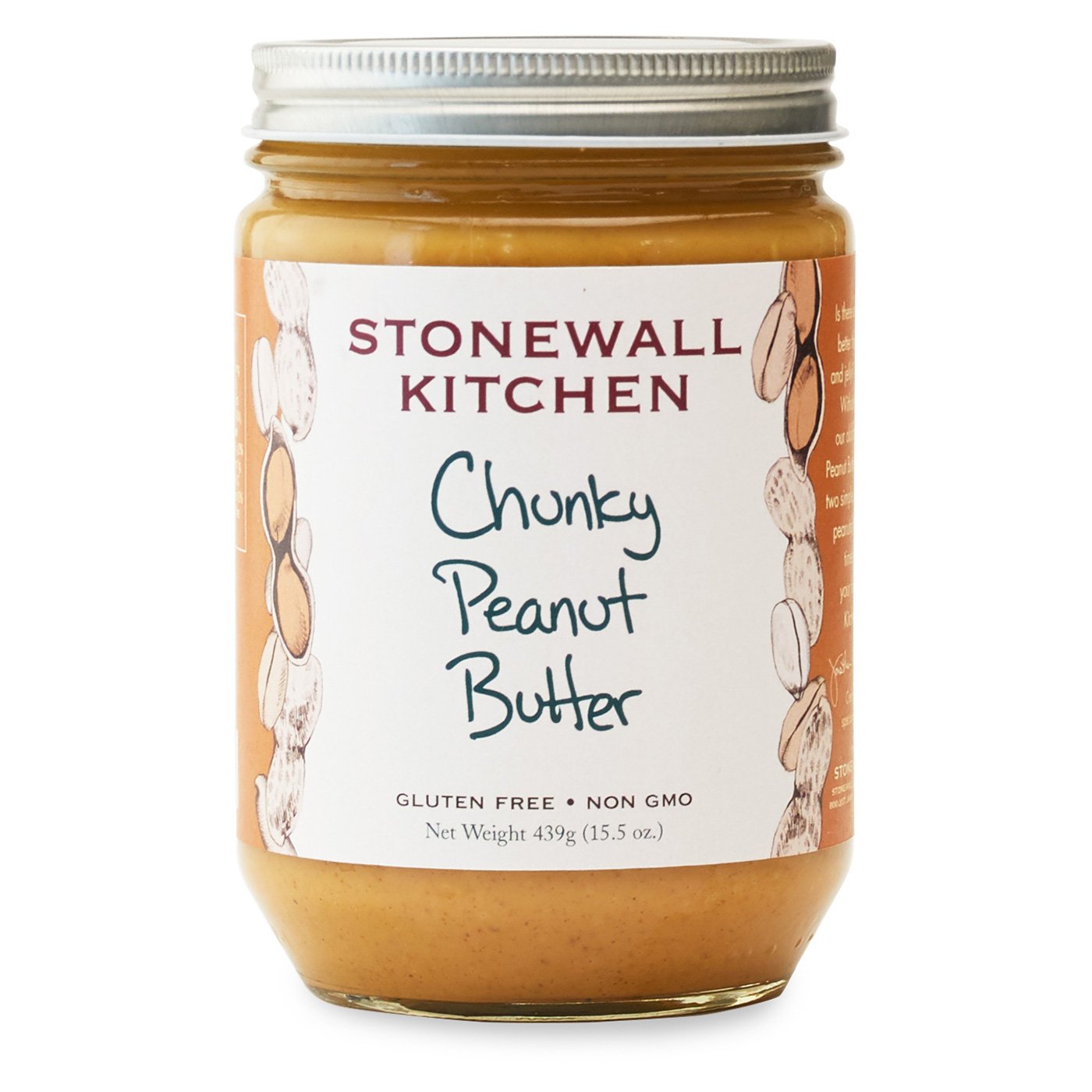 Stonewall Kitchen All Natural Chunky Peanut Butter - 15.5 oz Jar | Non-GMO, Gluten-Free | Perfect for Sandwiches, Baking & Healthy Snacks