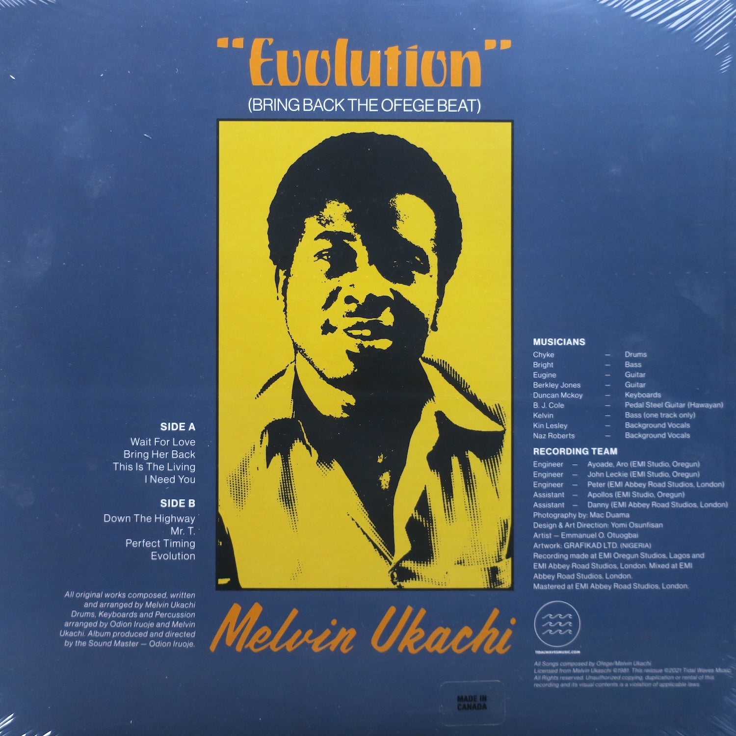 MELVIN UKACHI (Ofege) 'Evolution' 180g Clear Vinyl LP - 1981 African Funk Rock Pop Record - Perfect for Collectors & Music Enthusiasts