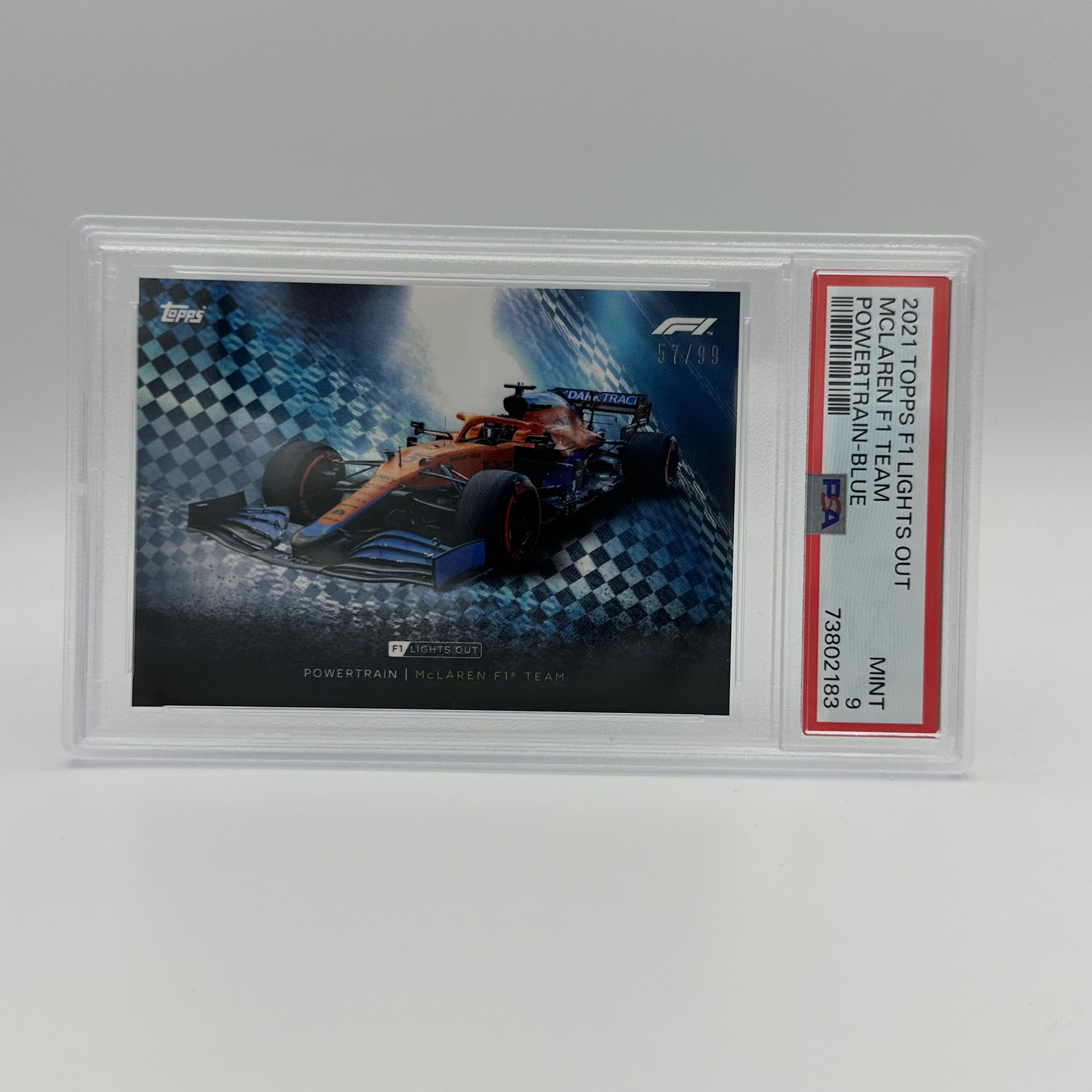 PSA 9 Graded 57/99 McLaren F1 Team PowerTrain Blue Racing Card - Perfect for Collectors, Fans & Display in Home or Office