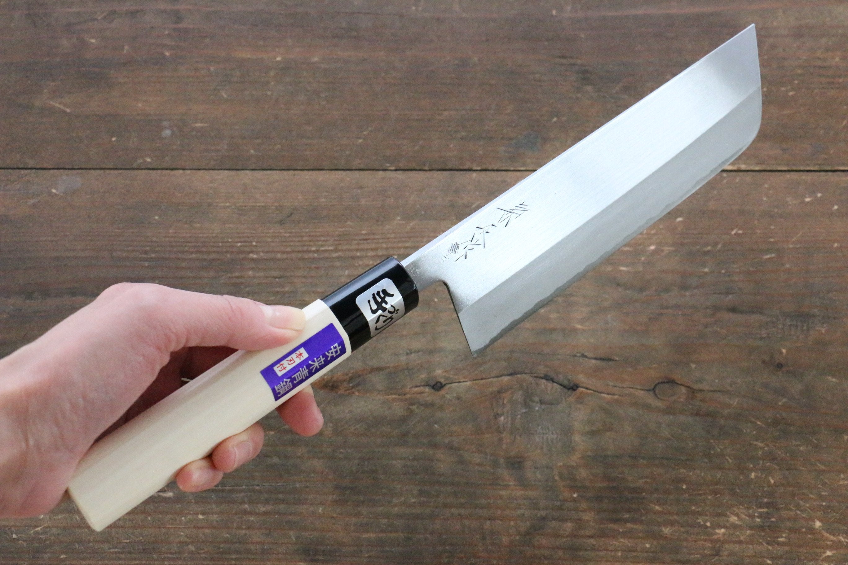 Premium Kanetsune Blue Steel No.2 Nakiri Knife 165mm - Japanese Magnolia Wood Handle - Professional Chef's Vegetable Knife for Precise Chopping & Slicing - Ideal for Home Cooks & Restaurant Use