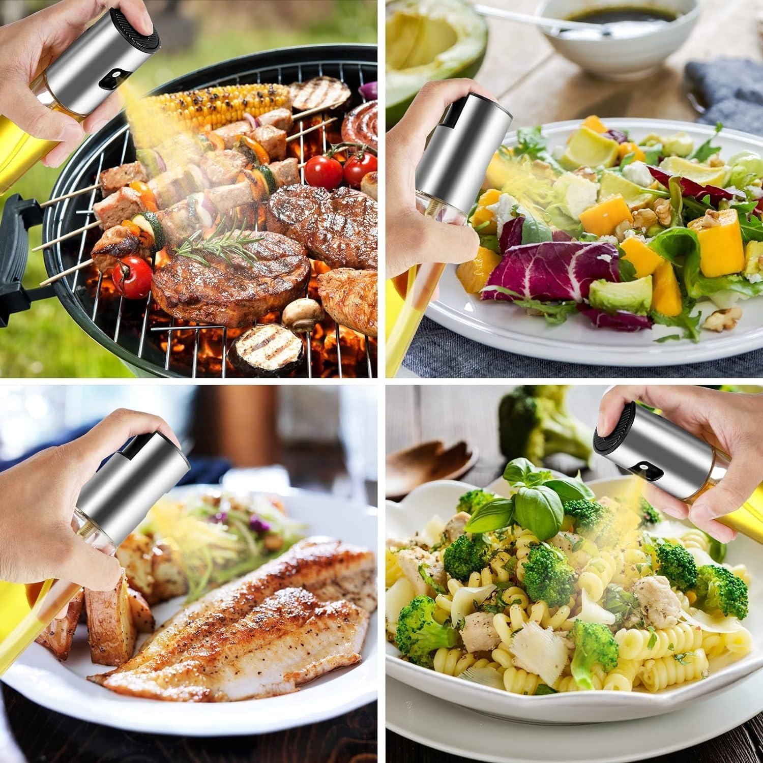 Uzox 210ml Glass Olive Oil Spray Bottle for Cooking - Kitchen Oil Mister for Salad, Baking, Frying & BBQ - Premium Oil Spritzer with Fine Mist Spray - Perfect for Healthy Cooking, Grilling & Food Prep