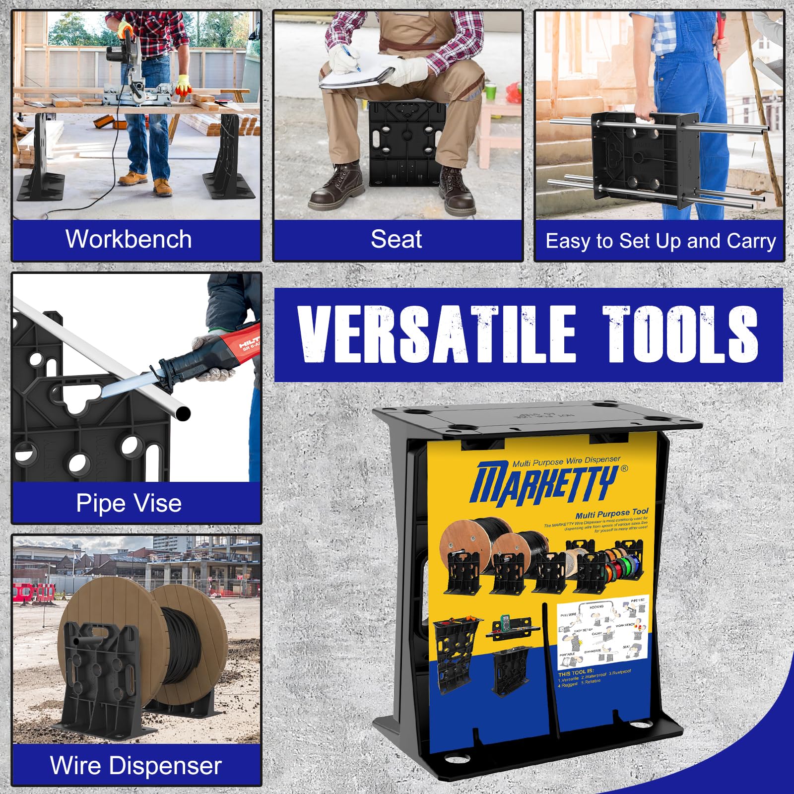 Heavy Duty Multi-Purpose Wire Dispenser & Cable Spool Rack - 34