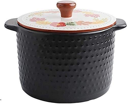 Heat-Resistant Ceramic Casserole Pot with Lid - Large Capacity Classic Soup & Stew Pot for Home Kitchen | Perfect for Braising, Slow Cooking & Serving Dishes
