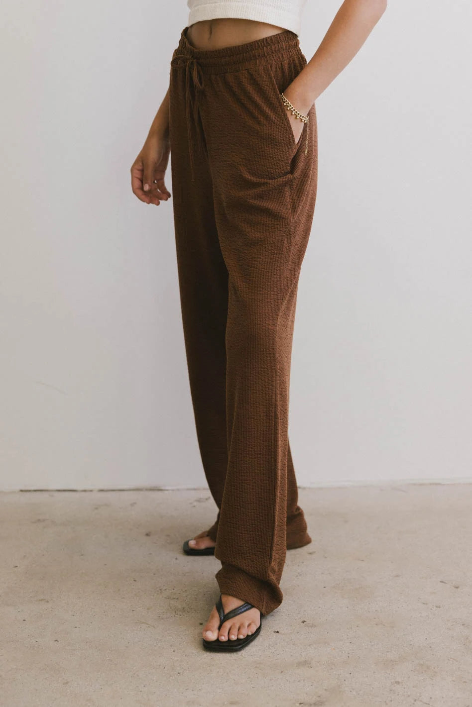 Etta Wide Leg Pants for Women - High Waisted Comfortable Terra Cotta Casual Pants - Perfect for Office, Travel and Everyday Wear