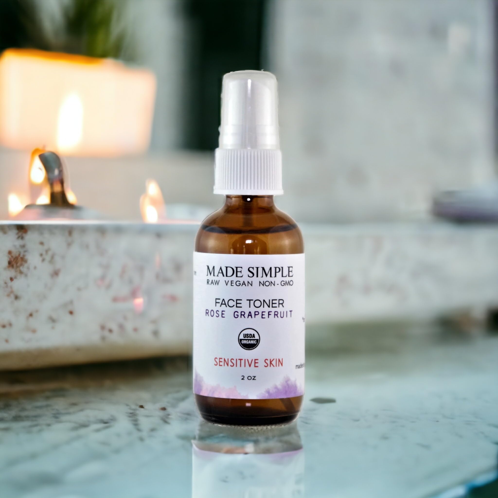 Organic Rose Grapefruit Facial Toner for Glowing Skin - USDA Certified, Vegan & Cruelty-Free - Hydrating & Balancing for Daily Skincare Routine