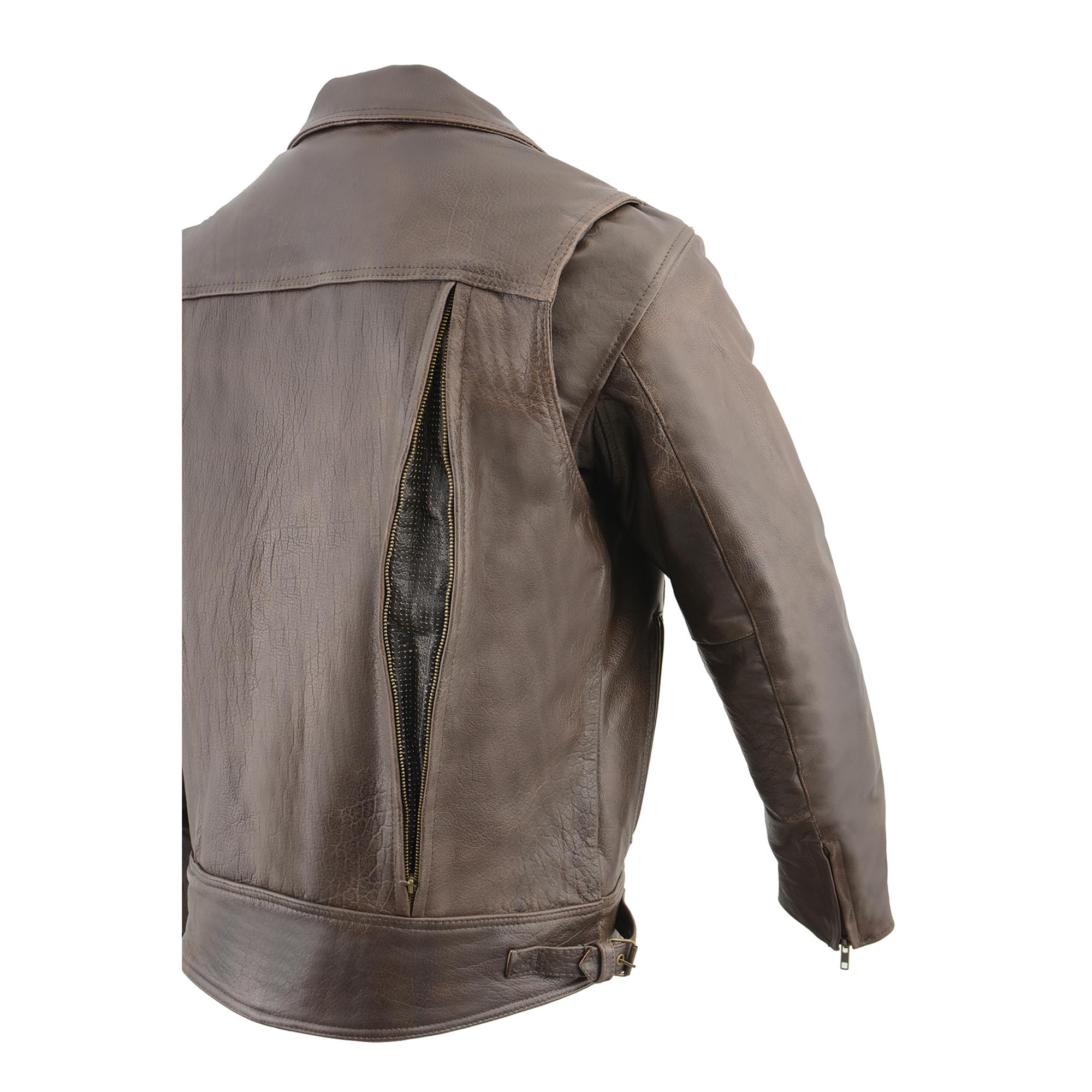Milwaukee Leather MLM1522 - Men's Antique Brown Utility Pocket Motorcycle Jacket for Riding & Outdoor Adventures | Durable Leather Biker Jacket with Multiple Pockets
