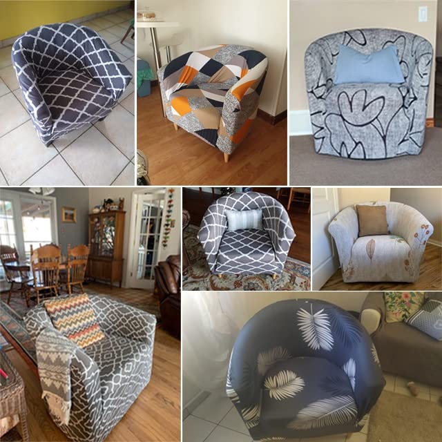 XMAYODS Stretch Slipcover for Club & Barrel Chairs - Spandex Printed Furniture Protector with Elastic Bottom - Perfect for Living Room, Office, and Lounge Decor