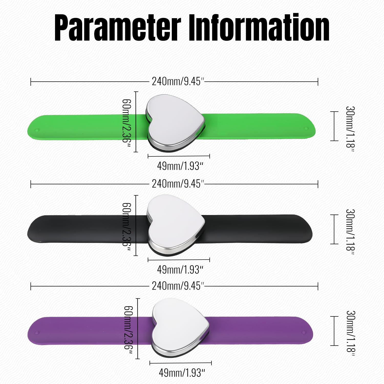 3 Packs Magnetic Pin Holder Wristband - Purple Green Black Silicone Wristband for Sewing Pins, Hair Clips & Styling | Secure & Convenient Magnetic Wristband for Crafting, DIY Projects & Hair Salons (Heart Shape)