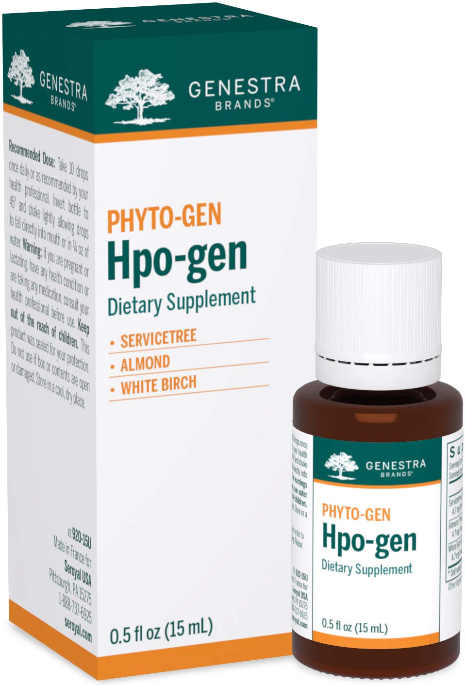 Genestra Brands HPO-GEN Herbal Supplement with Servicetree, Almond & White Birch Extract | 0.5 fl oz | Natural Immune Support & Wellness Booster | Perfect for Daily Health Maintenance & Holistic Living