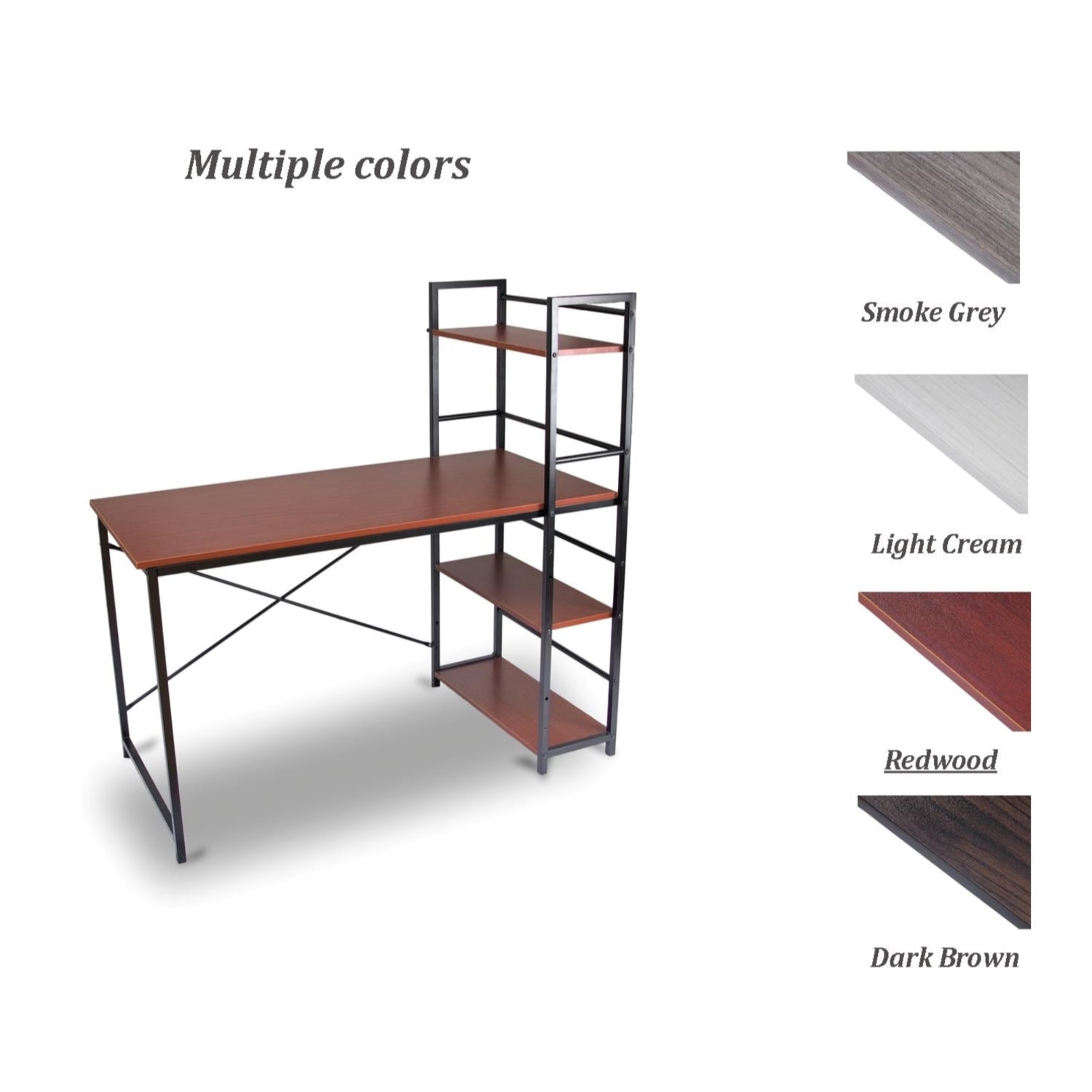 1907B Office Computer Desk - Red Brown Modern Workstation for Home & Office - Ergonomic Study Desk with Durable Finish - Perfect for Remote Work & Small Spaces