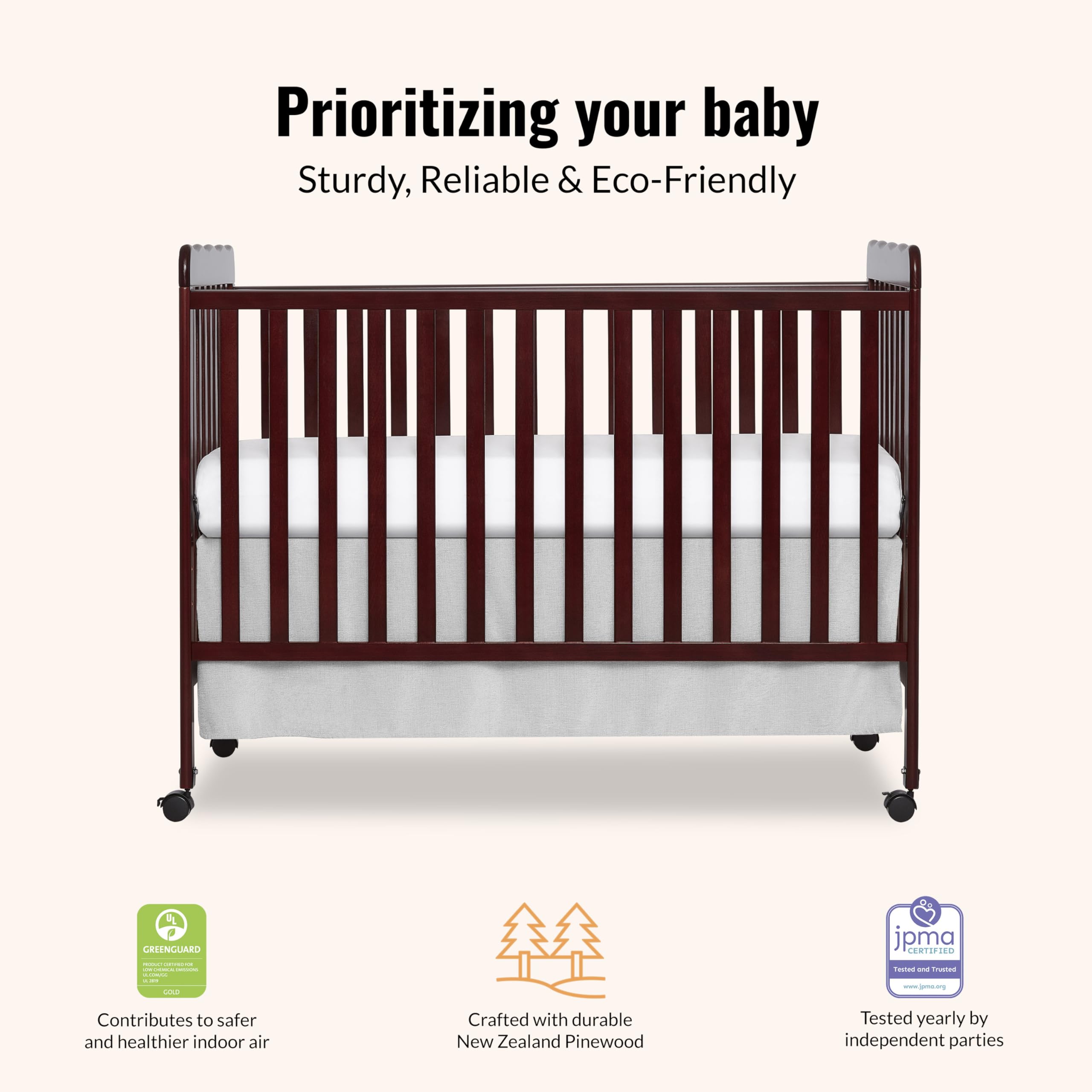Dream On Me Carson Classic 3-in-1 Convertible Crib - Espresso Finish | Greenguard Gold & JPMA Certified | Converts to Daybed & Toddler Sofa | Safe Nursery Furniture for Baby & Kids Bedroom