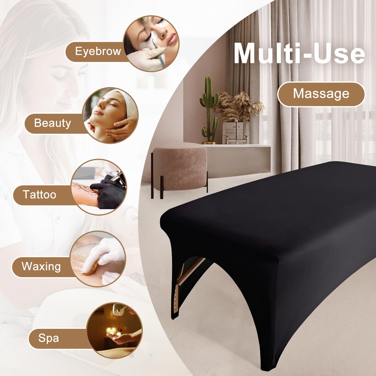 Professional Stretchy Spa Bed Cover - Waterproof Massage Table Protector for Lash Extensions, Waxing & Tattoo - Beauty Salon & Spa Essential (Black) | Perfect for Facial Treatments, Massage Therapy & Cosmetic Procedures