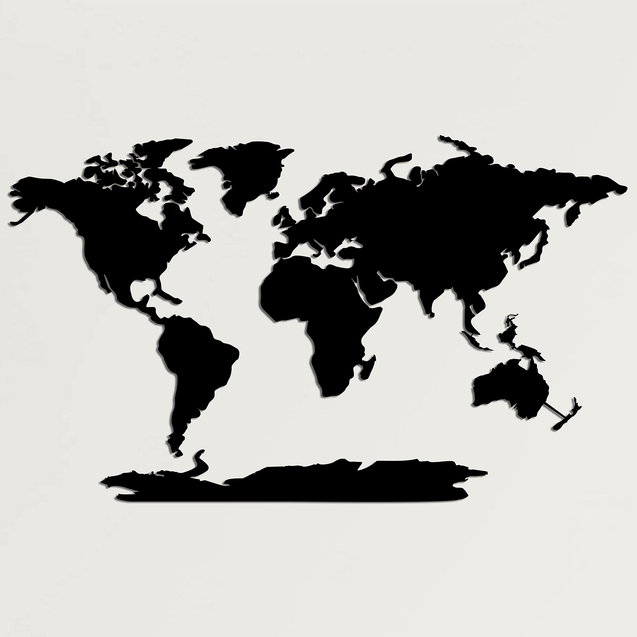 DEKADRON 3D World Map Wall Art - Metal Continents Silhouette Wall Decor for Home, Office, Bedroom & Living Room - 5 Piece Set (39