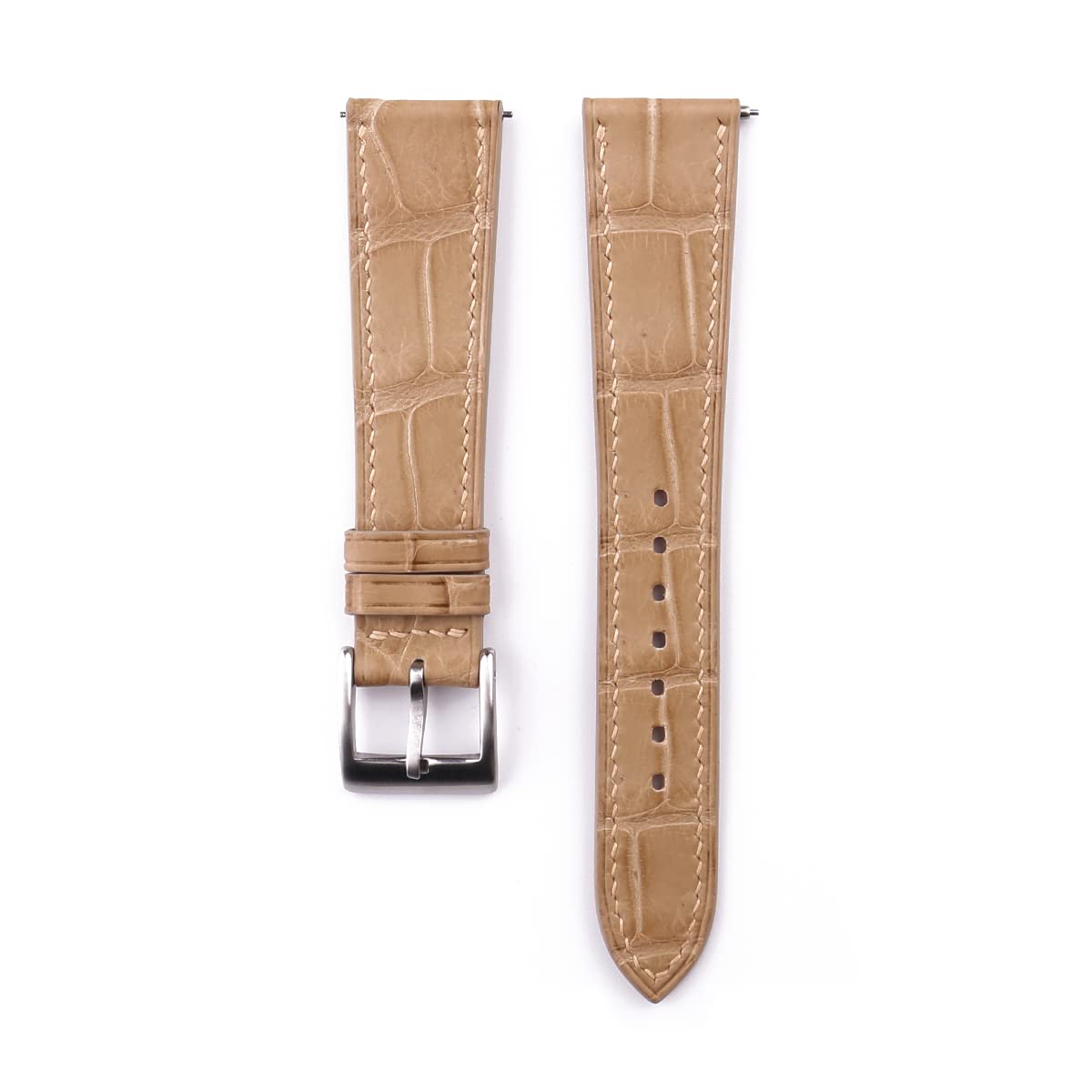 Genuine Alligator Leather Watch Bands for Men & Women - Handmade Quick Release Watch Straps 16mm-24mm - Premium Leather Watch Accessories for Apple Watch, Rolex & More - Perfect for Business, Casual & Formal Occasions (Beige)