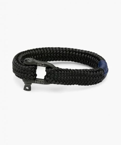 Pig & Hen Gorgeous George Rope Bracelet for Men - Black & Black Paracord Bracelet - Durable Adjustable Survival Bracelet for Outdoor, Hiking & Everyday Wear