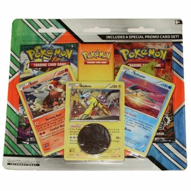 Pokemon Sun & Moon 2-Pack Blister Pack with Entei, Raikou & Suicune Cards - Collectible Trading Cards for Battles, Gifts & Display