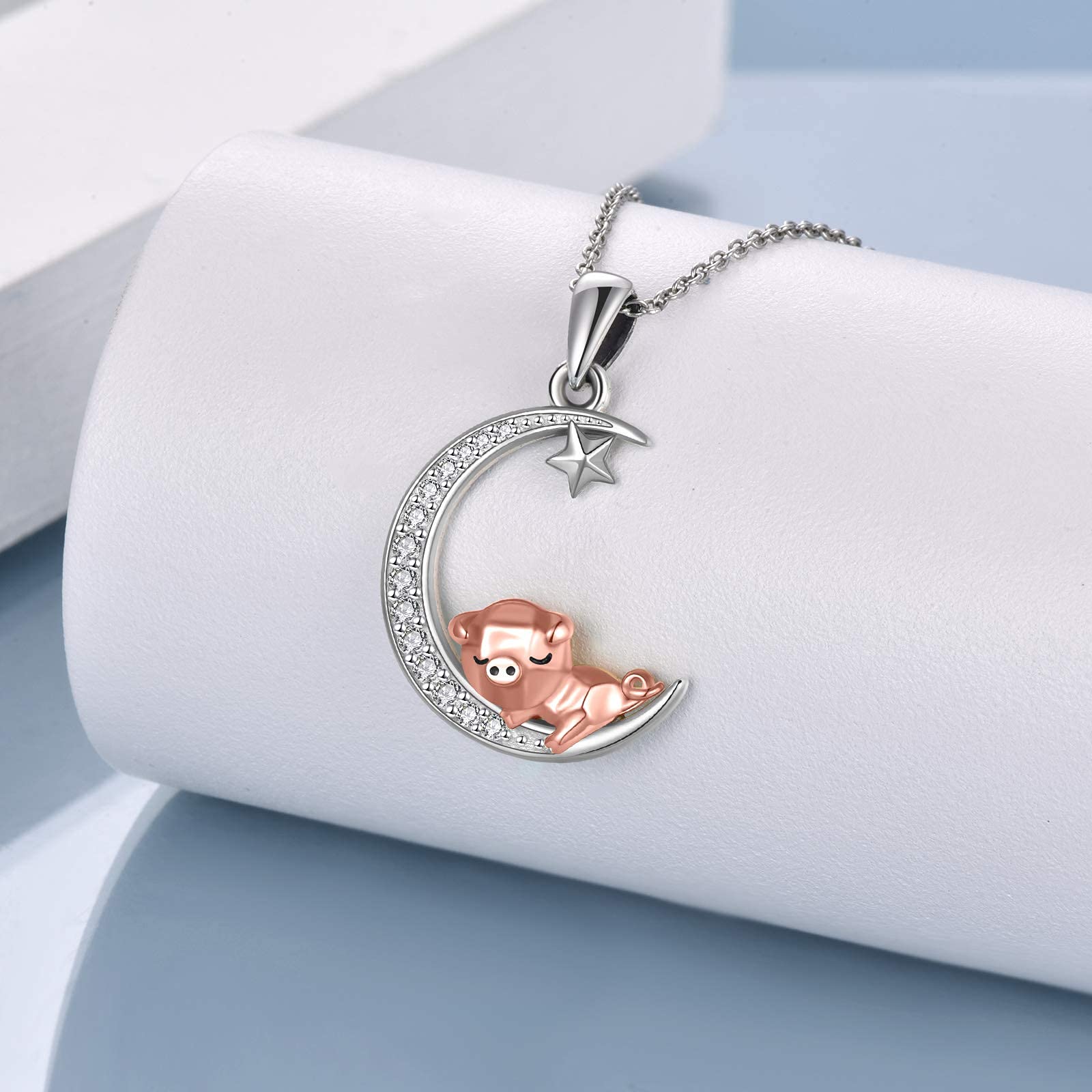 925 Sterling Silver Origami Pig Necklace & Earrings Set for Women | ONEFINITY Cute Animal Jewelry | Gift for Her, Birthday, Anniversary, Valentine's Day