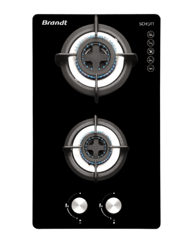 Brandt TG2232BEP 30cm Black Gas Hob with Battery/Electric Ignition - Perfect for Modern Kitchens, Apartments & RVs