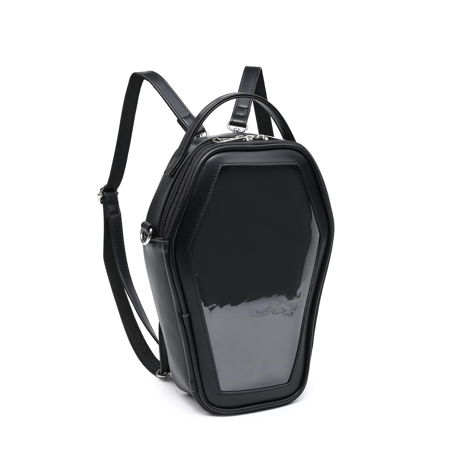 Gothic Coffin Shape Ita Bag Backpack for Anime Pins Display - Rainbow Smile Halloween JK Fashion Purse & Handbag | Perfect for Cosplay, Conventions & Alternative Fashion