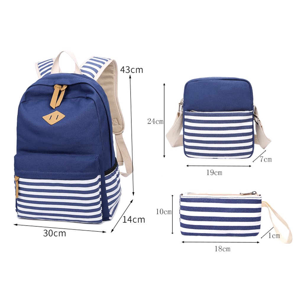 Abshoo Cute Striped Canvas Backpack for Girls - School & Travel