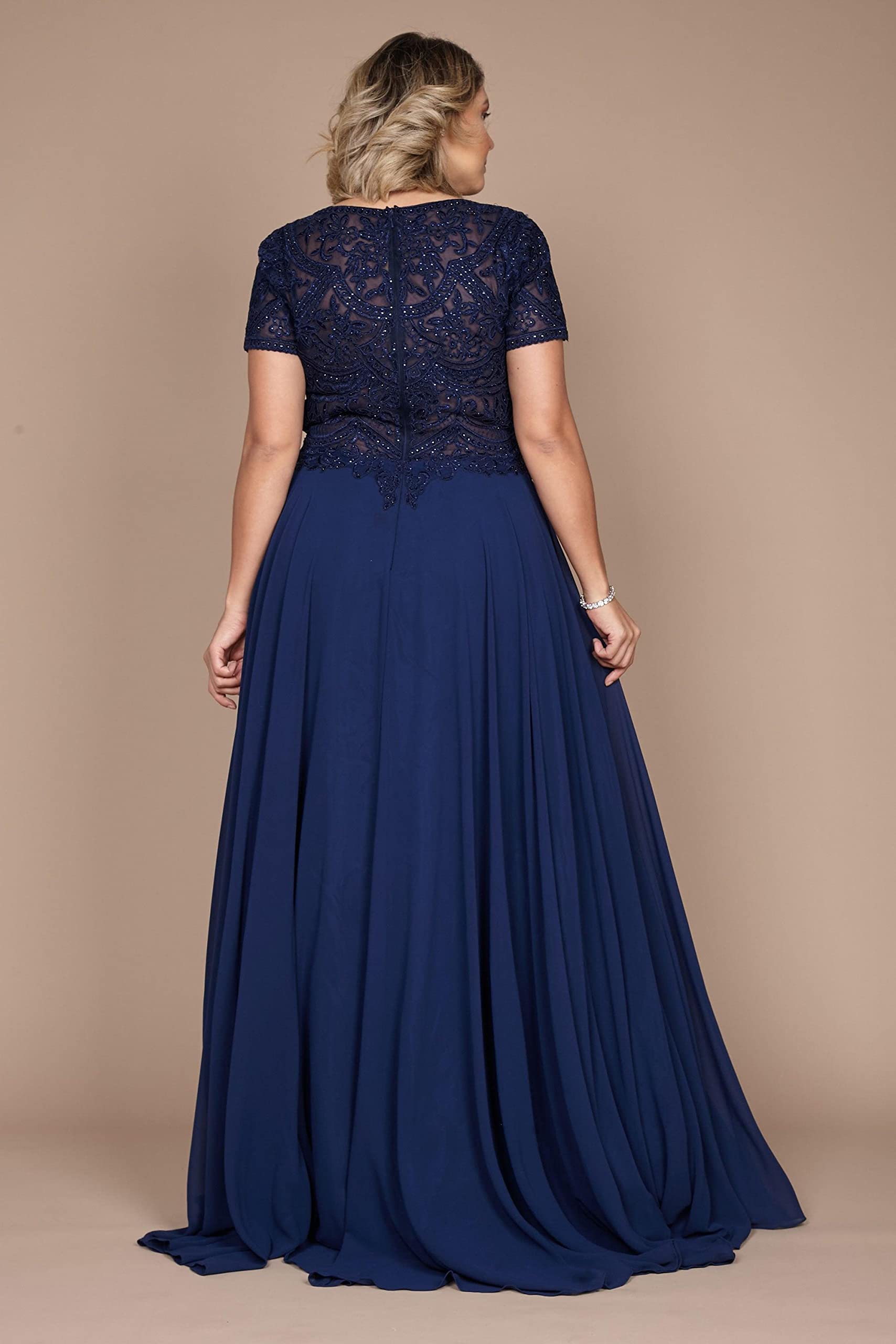 Elegant Short Sleeve Mother of The Bride Dress by Dylan & Davids - Perfect for Weddings, Receptions & Special Occasions