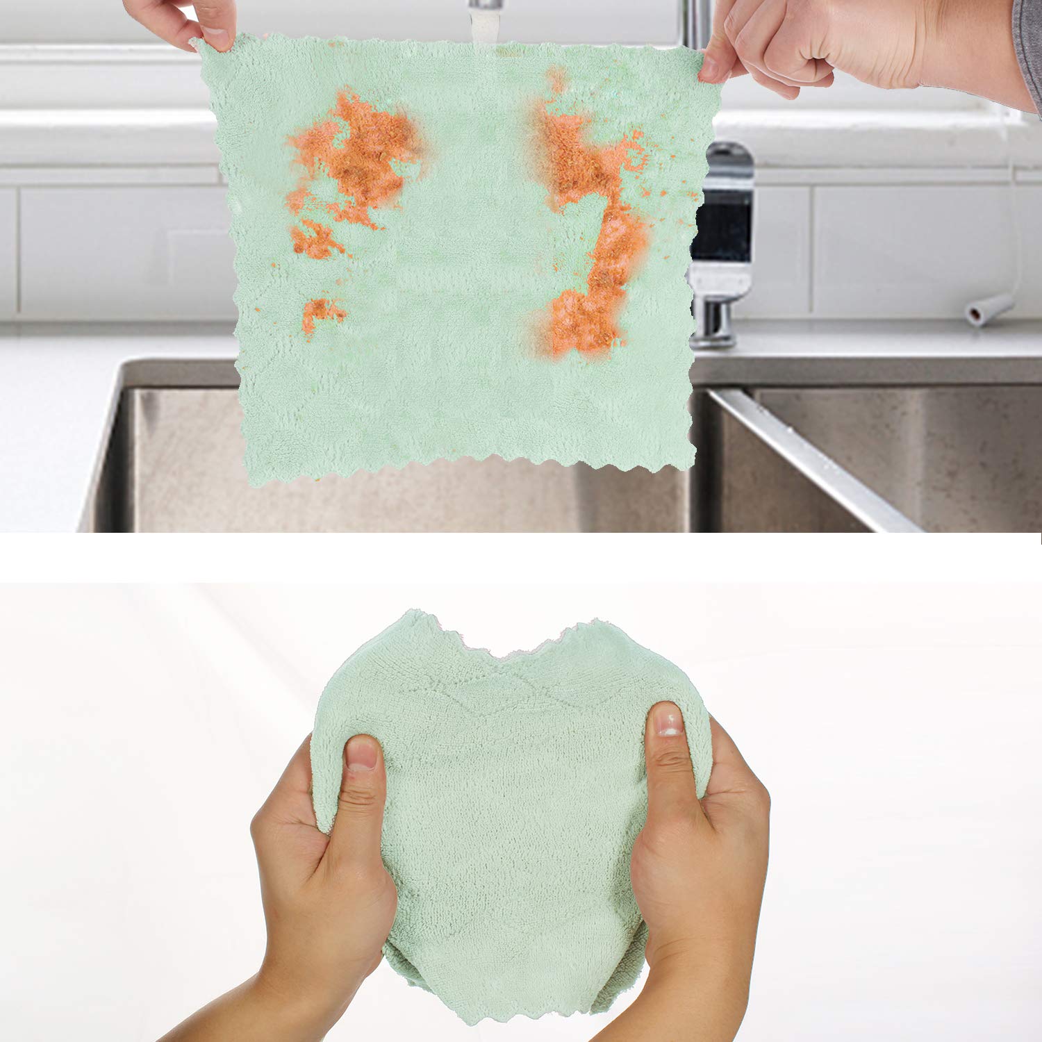 Kimteny Microfiber Cleaning Cloths - Super Absorbent & Lint Free Reusable Dish Towels, 10