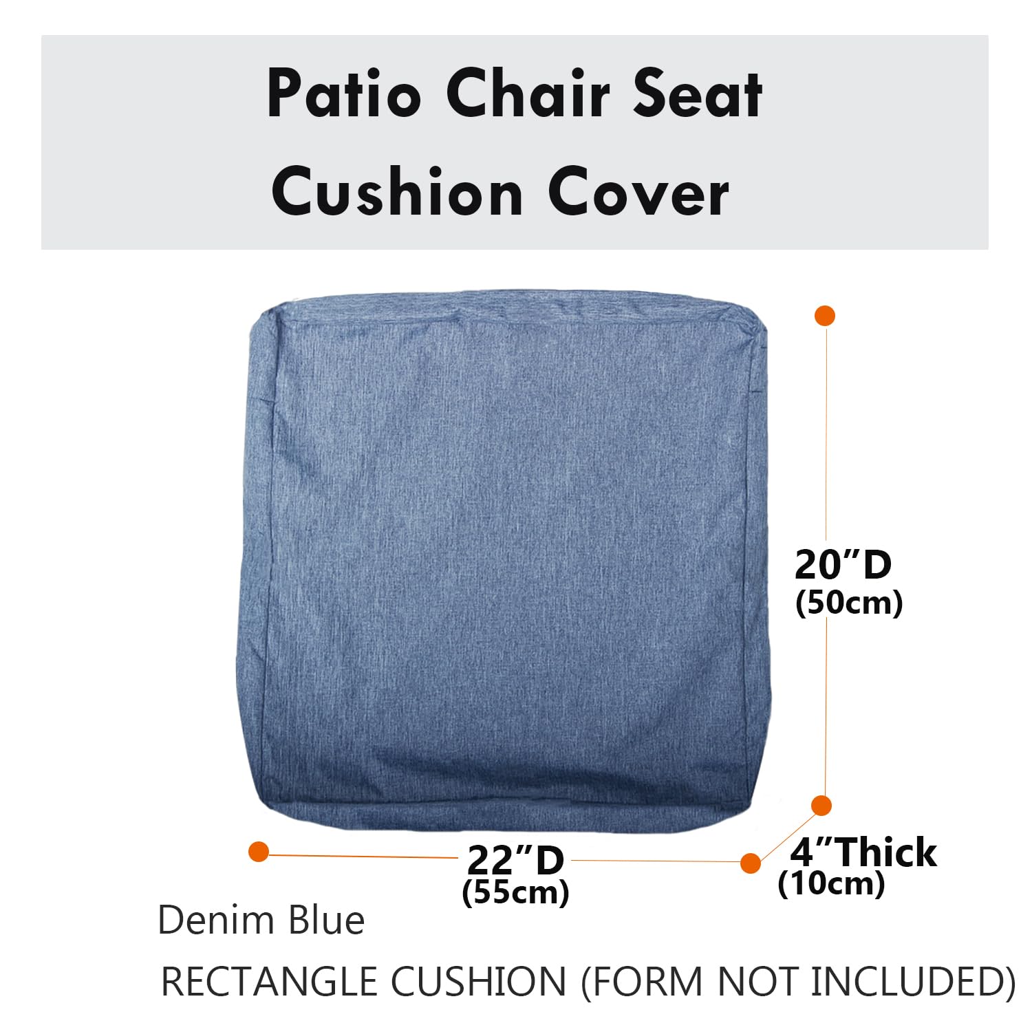 Premium Washable Waterproof Outdoor Patio Seat Cushion Covers - Denim Blue 22