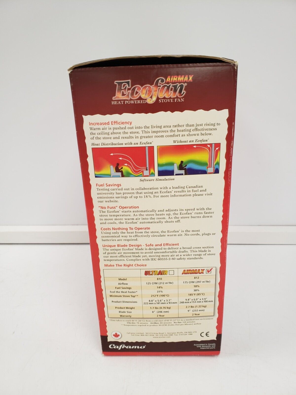 Carframo 812AM BBX Heat Powered Stove Fan - Efficient Wood Stove Fan for Home Heating - Perfect for Fireplace, Cabin & RV Use