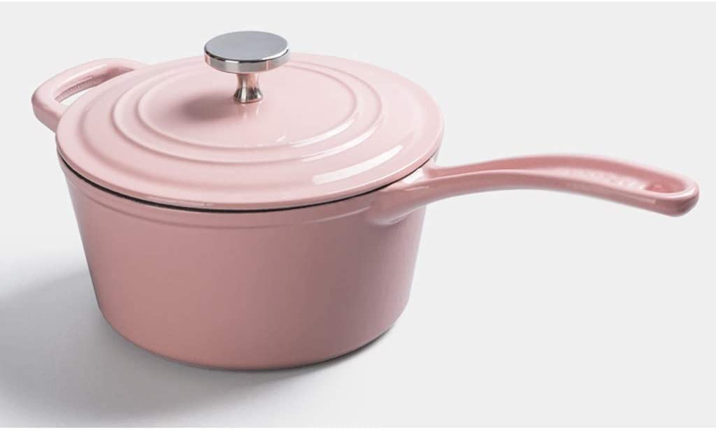 Cast Iron Enamel Non-Stick Wok Milk Pot - 2.5QT Dutch Oven for Cooking Noodles, Porridge & Soup | Stovetop & Oven Safe | Perfect for Home Kitchen, Camping & Gifts (One Color)