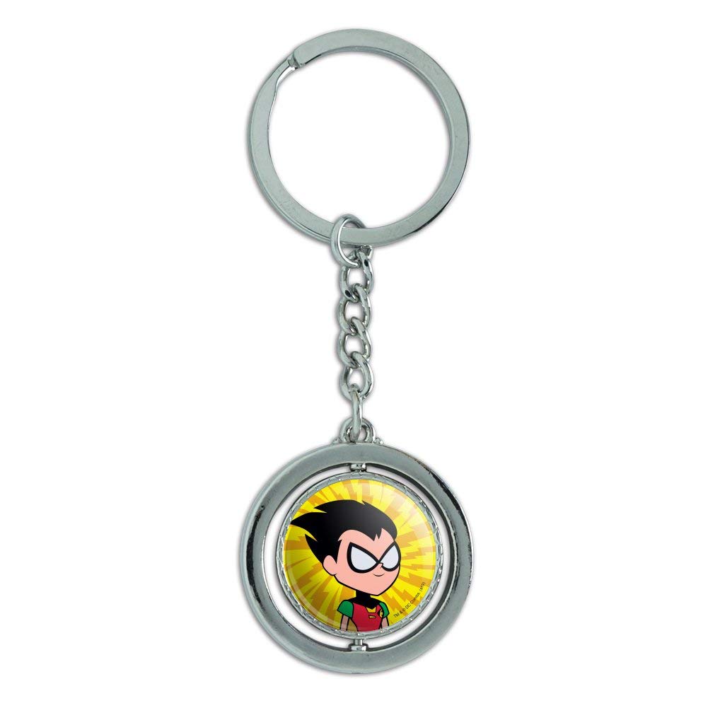 Teen Titans Go! Robin Spinning Chrome Metal Keychain - Perfect for Backpacks, Gifts & Superhero Fans