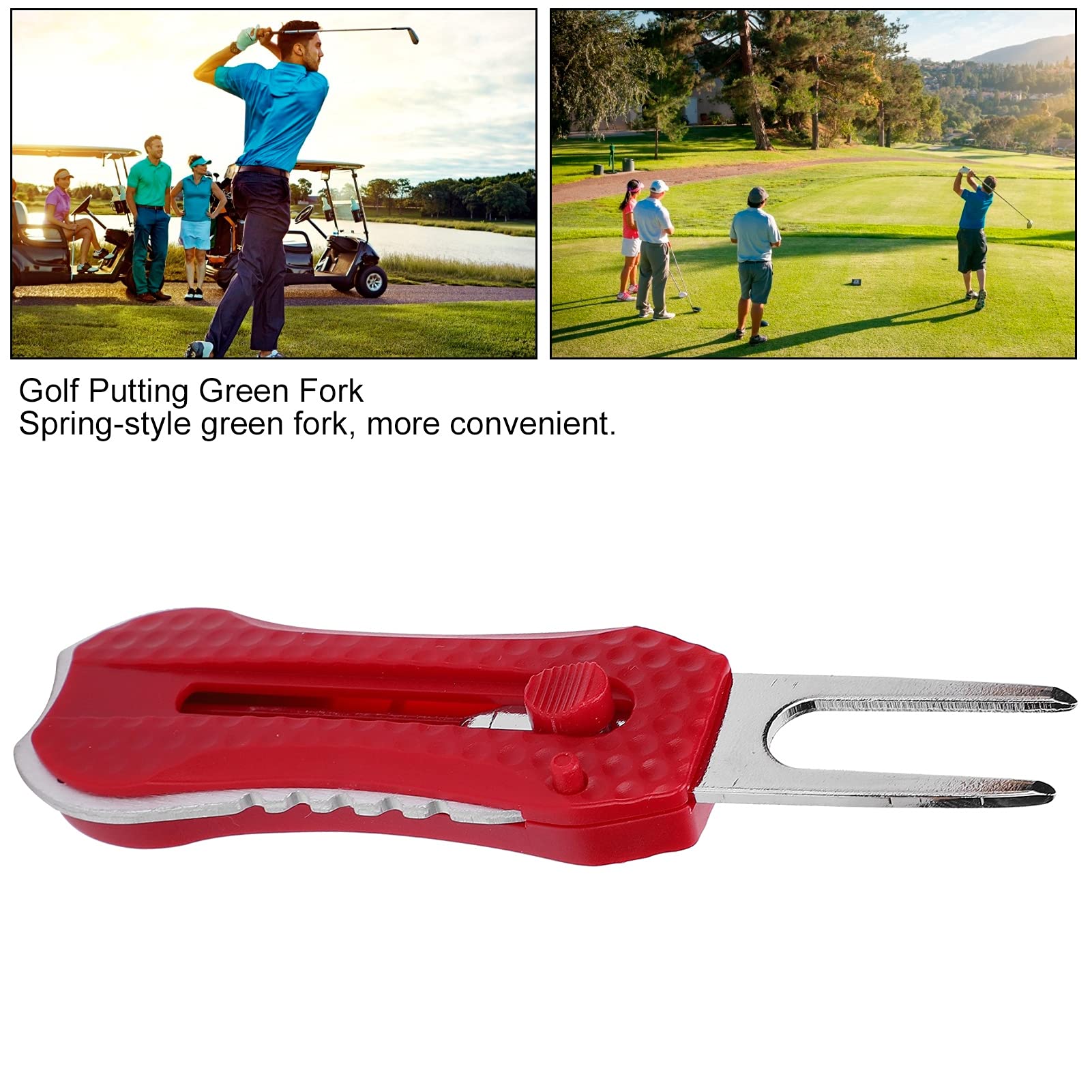 **Premium Golf Divot Repair Tool - Foldable & Portable Golf Putting Green Fork for Golf Course, Gym, Playground (Red) | Perfect for Fixing Ball Marks & Maintaining Greens**