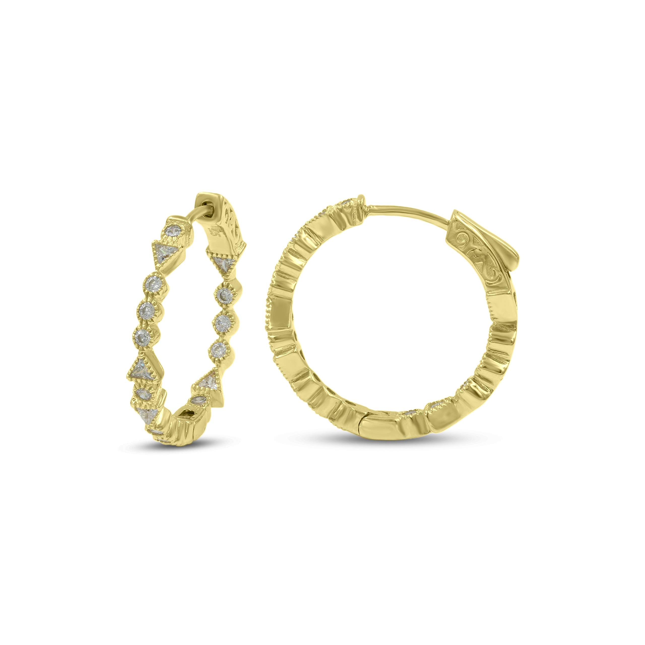 Stylish Gold Plated Sterling Silver CZ Hoop Earrings for Women - Perfect for Parties, Weddings & Everyday Wear