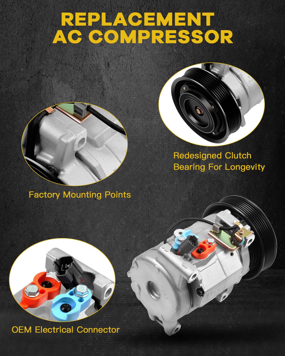 INEEDUP Air Conditioner Compressor for 2003-2007 Honda Accord 2.4L - AC Compressor with Clutch Replacement Part - Perfect for Summer Cooling & Auto AC Repair