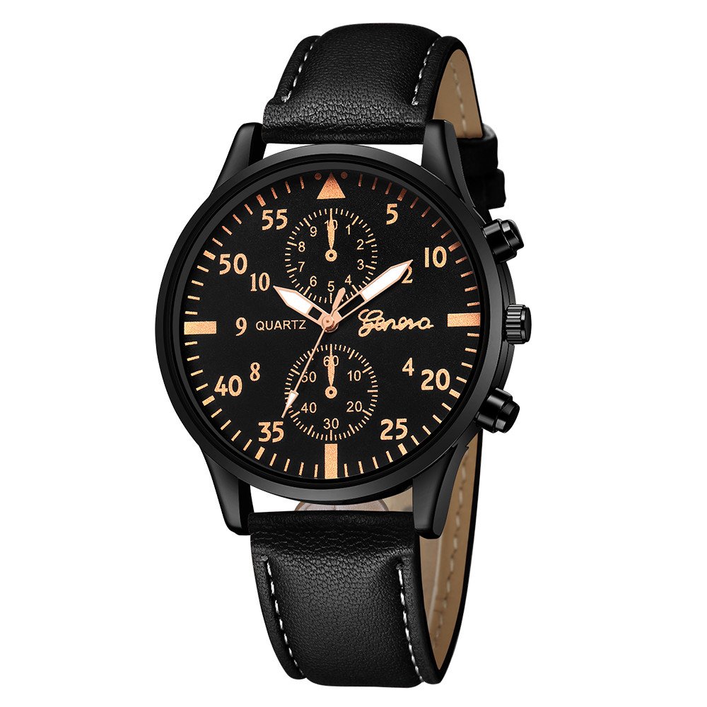 Men's Classic Analog Quartz Watch - Leather Strap Sports & Dress Watch for Business & Casual Wear - Perfect Gift for Him - Ideal for Office, Dating & Outdoor Activities