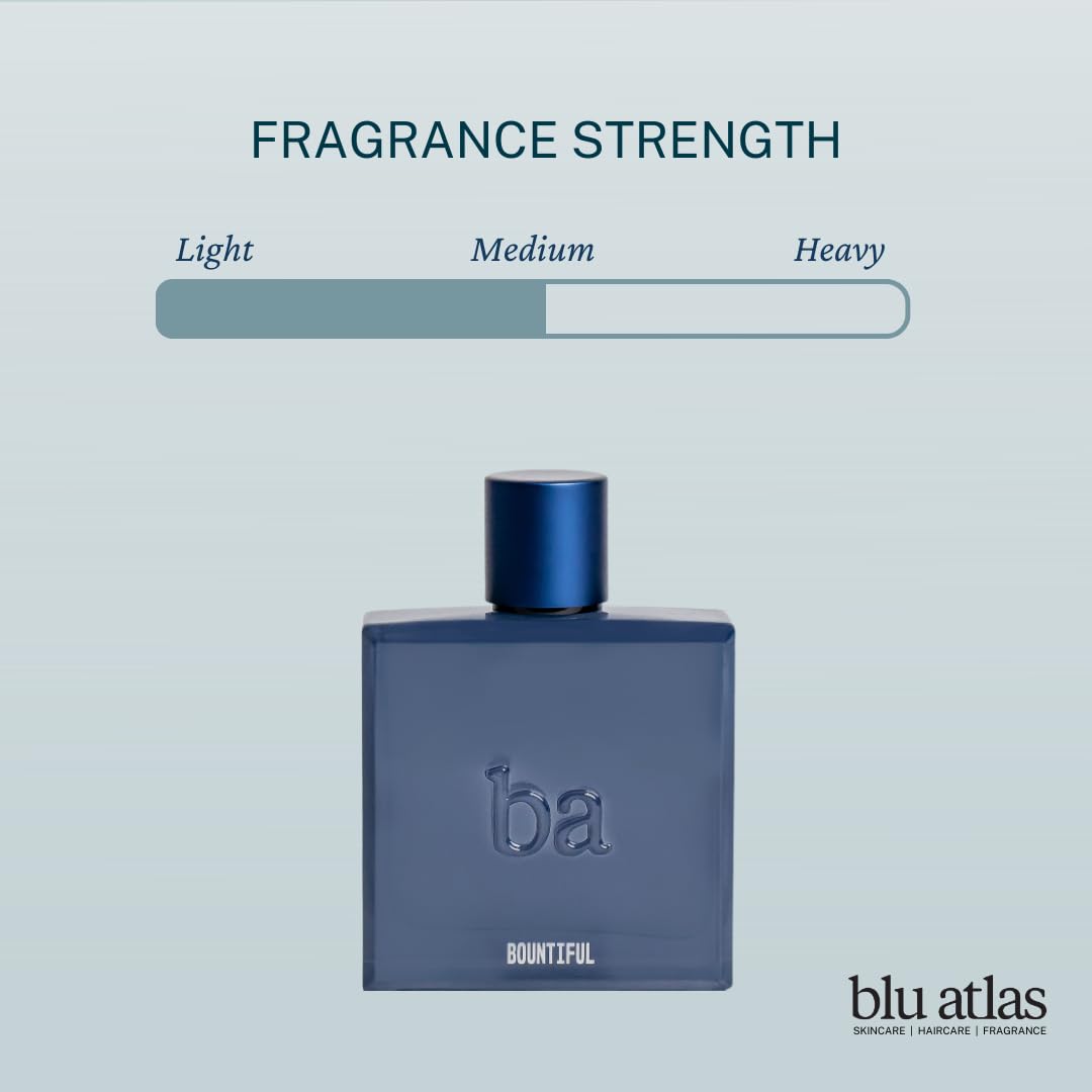 Blu Atlas Bountiful Cologne for Men - 1.4 oz/100 ml Vegan Eau de Parfum | Refreshing & Sophisticated Fragrance | Perfect for Date Nights, Office Wear & Special Occasions