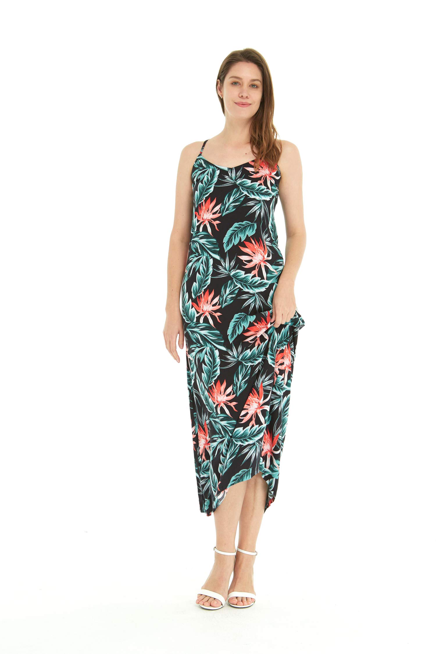 Hawaiian Pineapple Print Maxi Dress for Women - Floral Sweetheart Neckline Luau Party Dress - Perfect for Beach Vacations, Summer Parties & Tropical Getaways