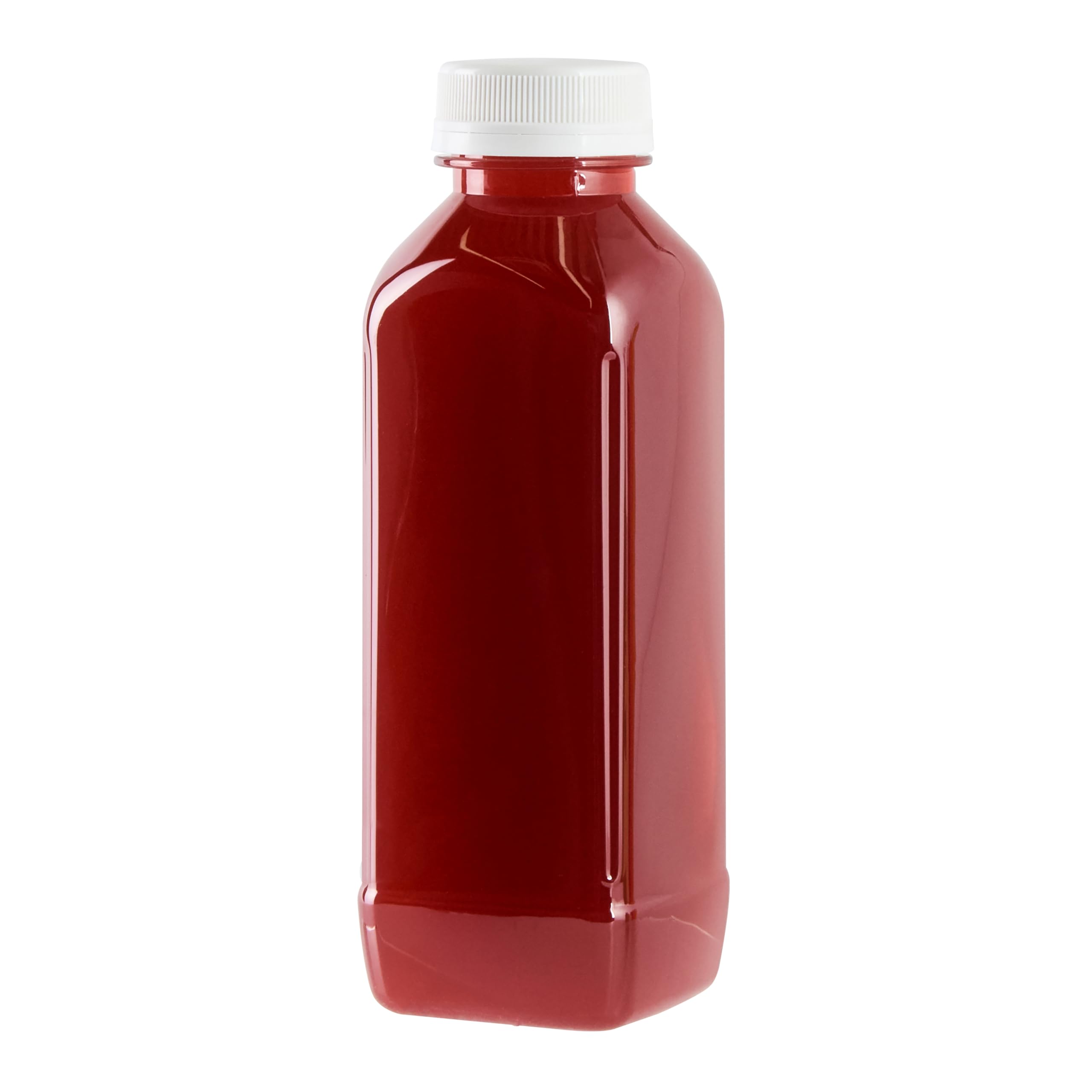 16oz Square Plastic Juice Bottles - 100 Pack Clear PET Cold Pressed Juice Bottles with Tamper Evident Cap | Disposable Drink Containers for Juice Bars, Coffee Shops, Catering & Events | Perfect for Fresh Juices, Smoothies & Beverage Storage
