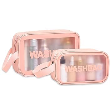 Keetly Premium Makeup Bags Set for Women - Waterproof Cosmetic Organizer & Spacious Toiletry Pouch | Travel Wash Bag for Bath Accessories, Grooming Kit & Beauty Essentials | Perfect for Vacation, Gym & Daily Use (Pink)