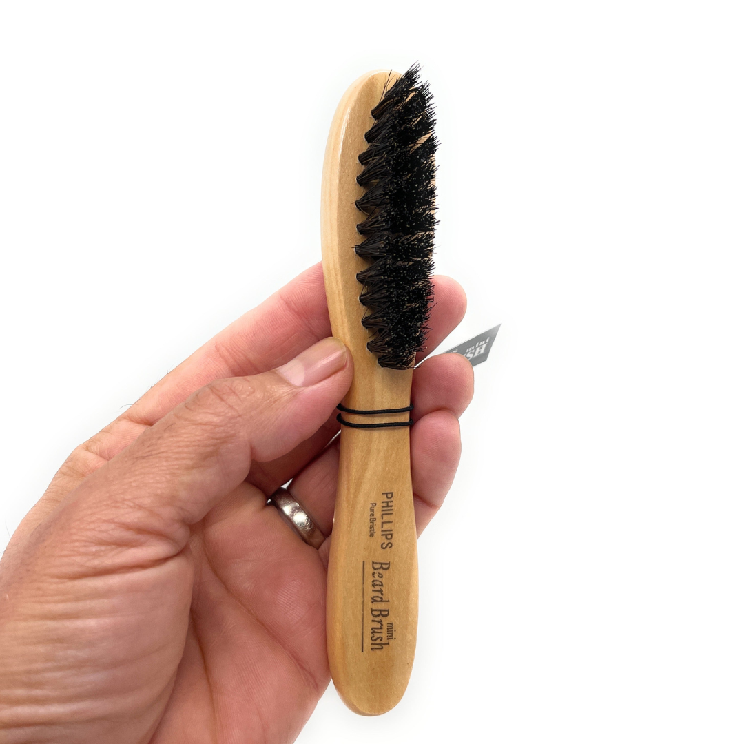 Phillips Mini Military Style Beard Brush for Men – Perfect for Short Hair & Stubble – Grooming & Styling Essential for Travel & Daily Use