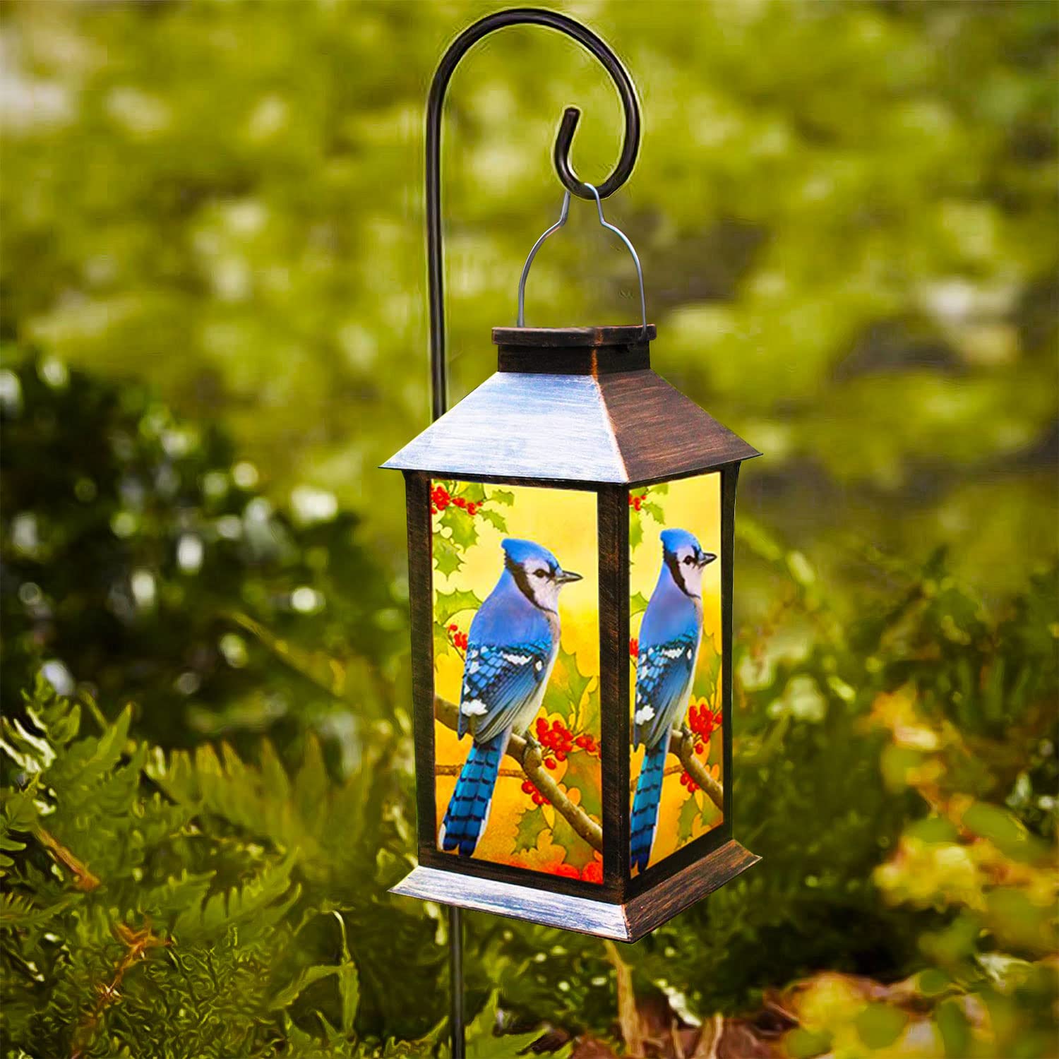 Solar Powered Outdoor Hanging Lantern - Waterproof LED Garden Lights for Patio, Porch, Tabletop Decoration | Blue Jay Design PVC Solar Lantern (1 Pack) - Perfect for Backyard Parties, Camping & Evening Ambiance