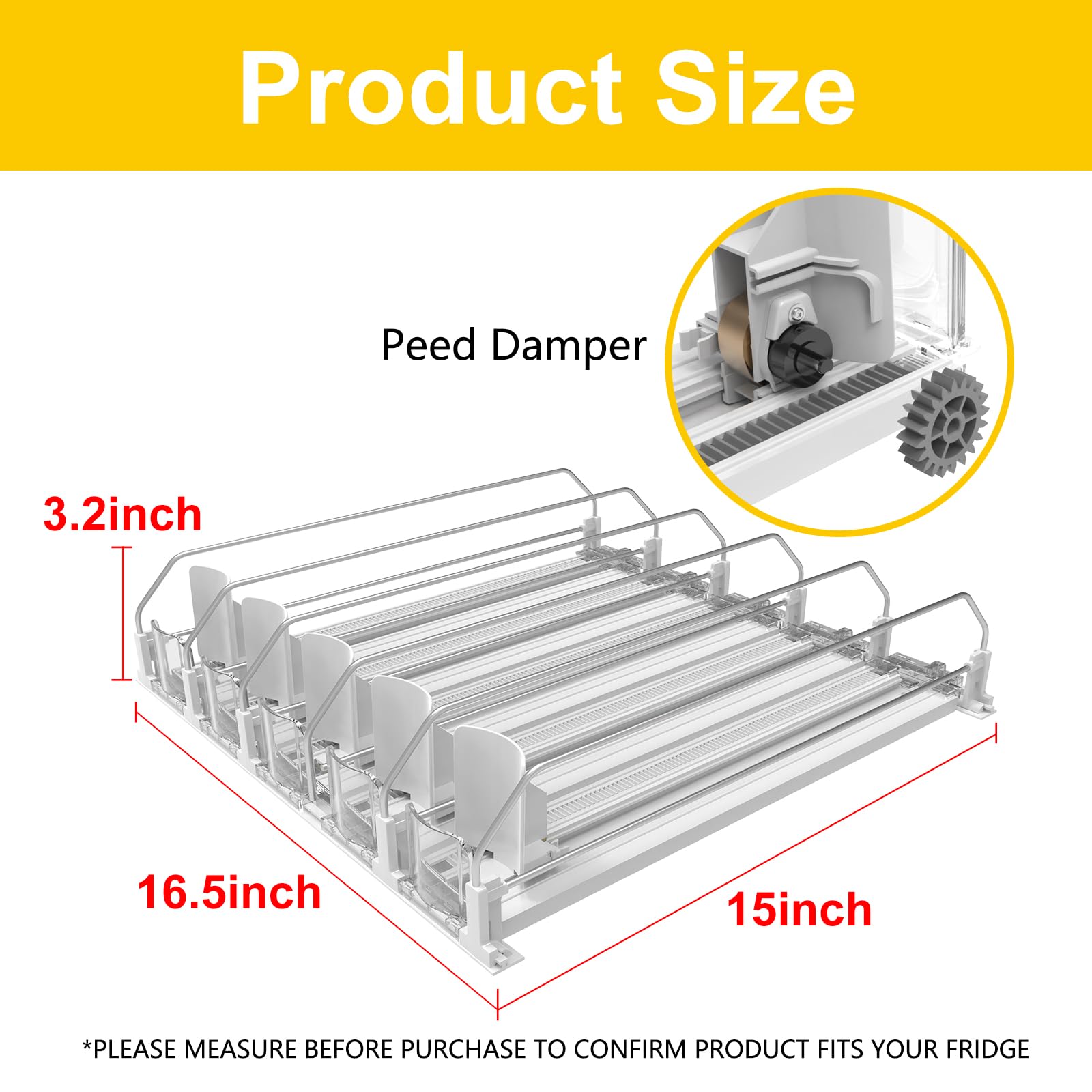 Adjustable Self-Pushing Soda Can Dispenser for Refrigerator - Automatic Pusher Glide Drink Organizer (White) - Perfect for Fridge Organization & Party Drink Storage