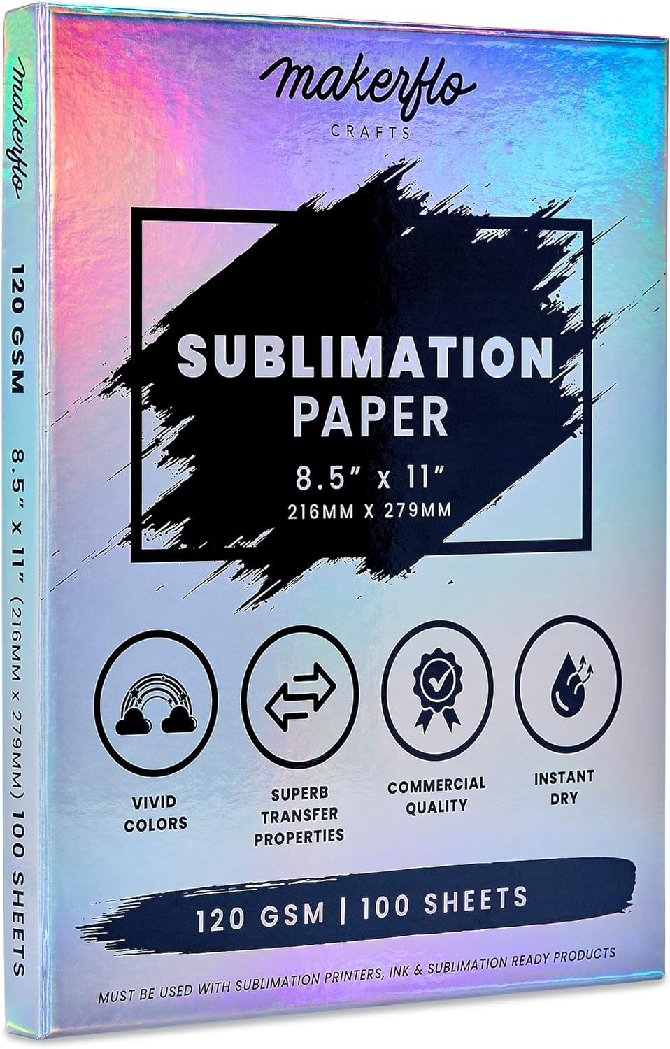 Makerflo Sublimation Paper 8.5 x 11 Inches - 1000 Sheets Heat Transfer Paper for T-Shirts, Mugs, Tumblers & DIY Crafts | Printable Sublimation Sheets for Christmas Gifts, Phone Cases & Home Decor Projects